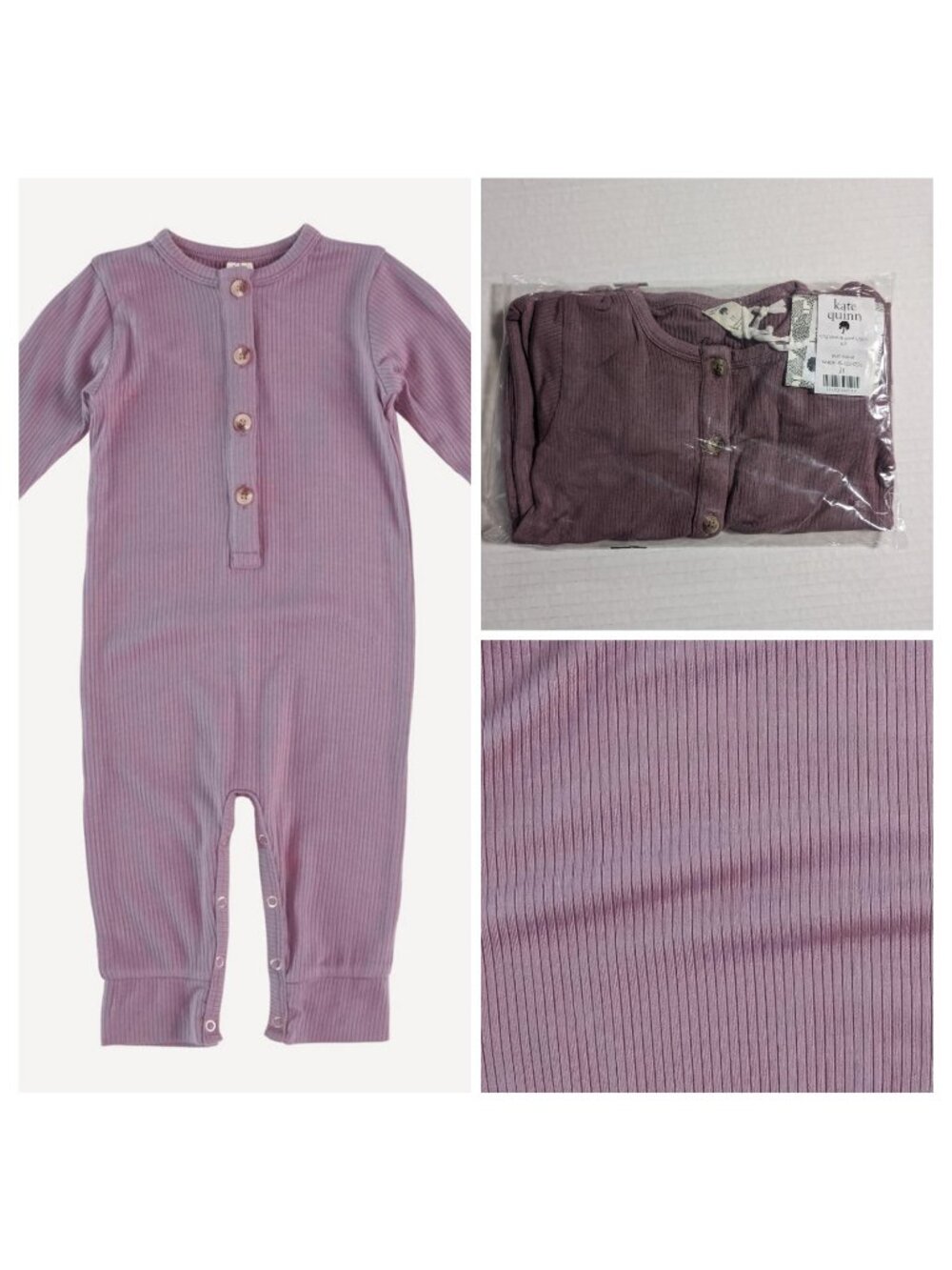 Kate Quinn Modal Rib Long Sleeve Jumpsuit 2T Romper Plum Mauve Purple Unionsuit